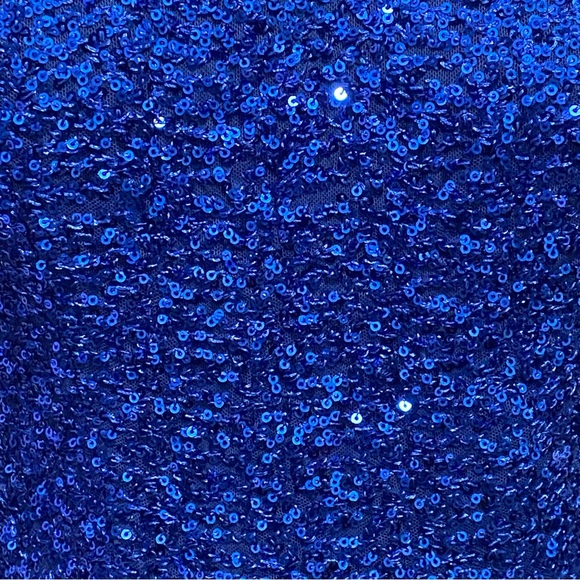 La Femme Royal Blue Strapless Sequin Mini Dress Size 6 - Picture 6 of 11